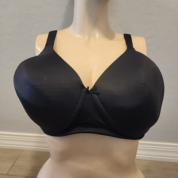 Cacique Lightly Lined Full Coverage Bra 44DD Black Wireless - Picture 1 of 3